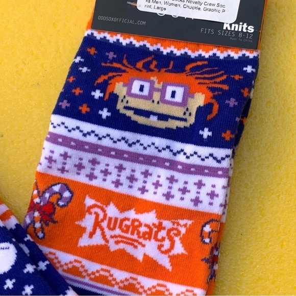 Odd Sox Nickelodeon Rugrats Chuckie Mens Knits Size 8-12 Crew Socks 1 Pair NEW - Picture 4 of 5
